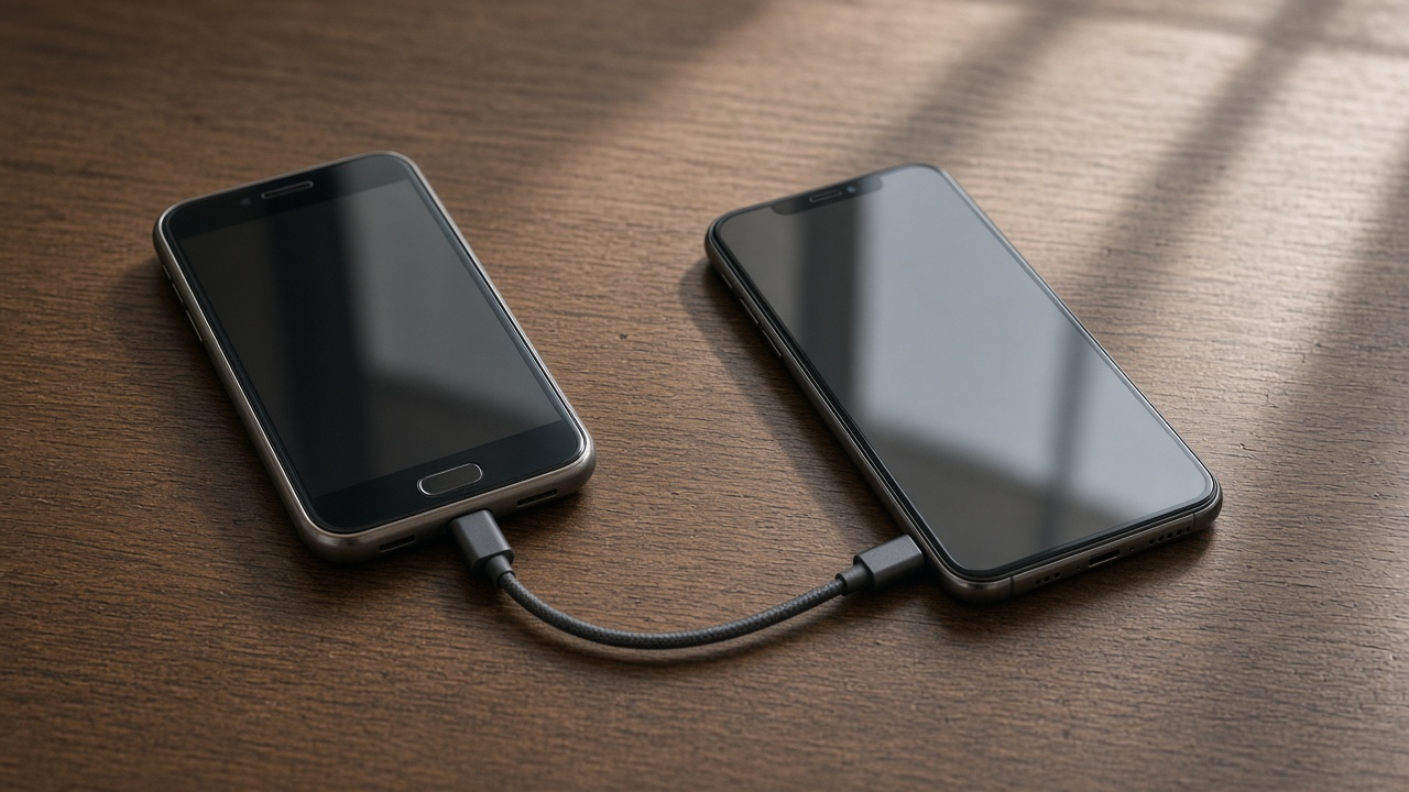 Old and new phones ready for transfer